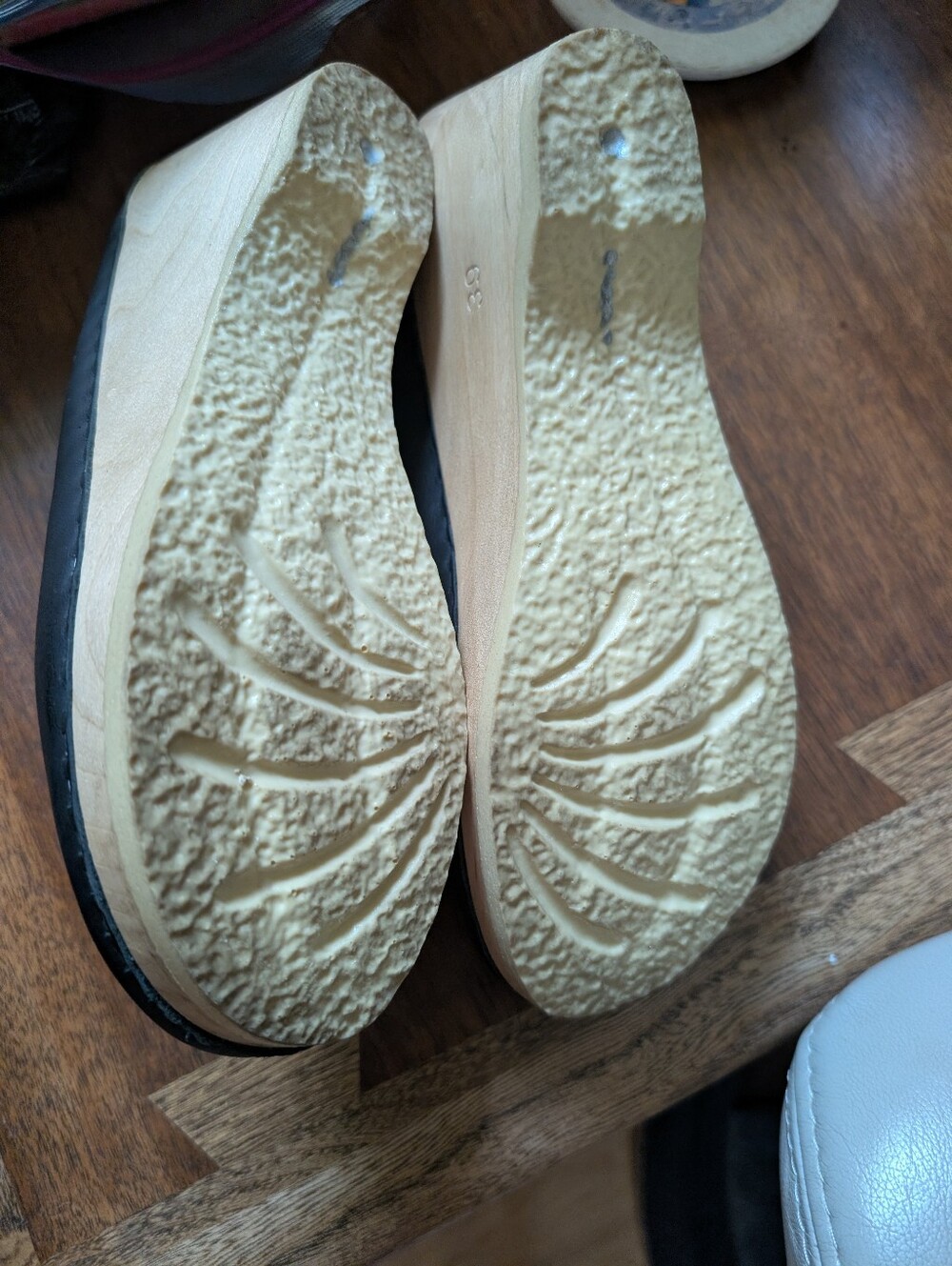 No. 6 Black Leather Wooden Wedge Clogs - Picture 4 of 4